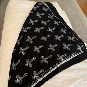 Black Bandana with White Cross Pattern